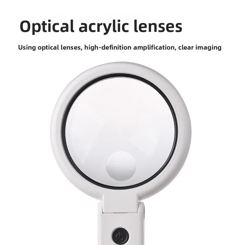 Foldable 5x 11x Magnifying Glass With 8 Led Light Stand Desk Portable Handheld Magnifier For Jewelry Reading Repair