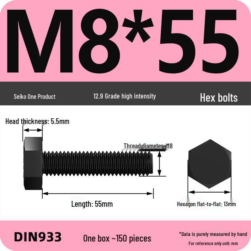 High Strength Class 12.9 Hex Bolt Set: M4-M16 Sizes