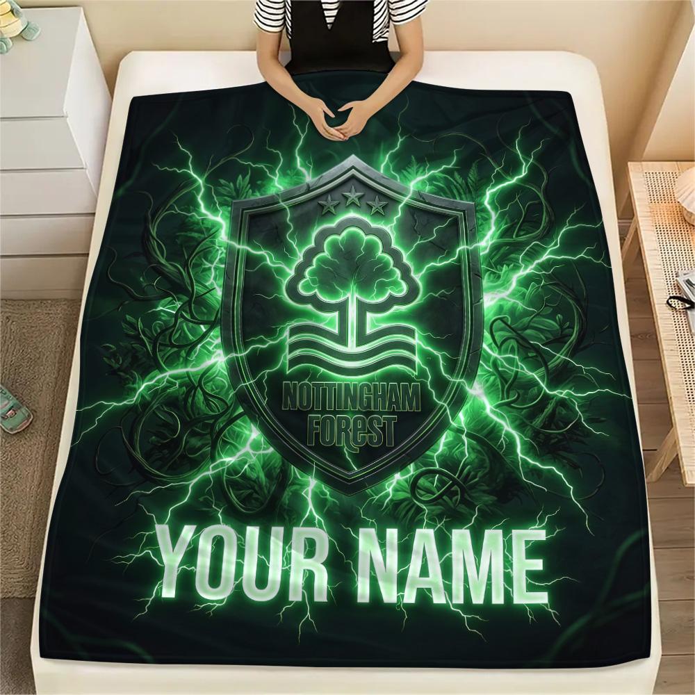 Custom Name Nottingham Forest Flannel Blanket, High quality Comfortable for All Seasons, Home Decor, Warmth and Comfort