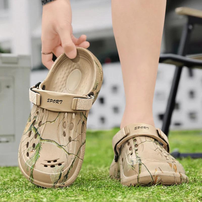 Odor-Resistant Men's Garden Clogs Heavy Duty EVA Sandals Non-Slip for Lawn Work Fishing Waterproof Easy Clean Male Slippers