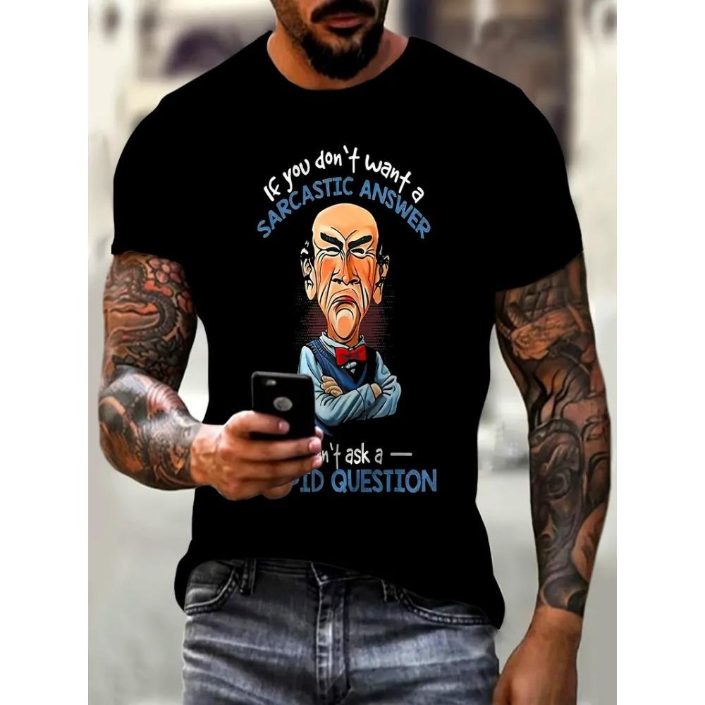 New Summer Men s Fashion T-shirt Simple Pattern Pattern Printed Men s T-shirt Top XS чёрный