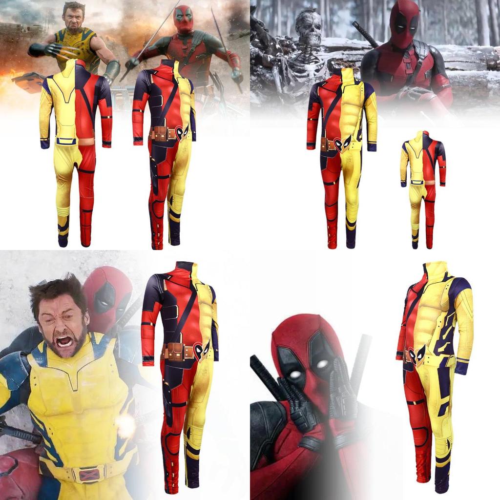 Deadpool Wolverine 3d Cosplay Costume For Men Comfortable Stretchy Spandex Suit