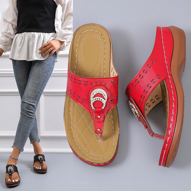 Summer Comfortable Slope Heel Flip-flops Women Wear Thick Bottom Casual Beach Cool Slippers Wish