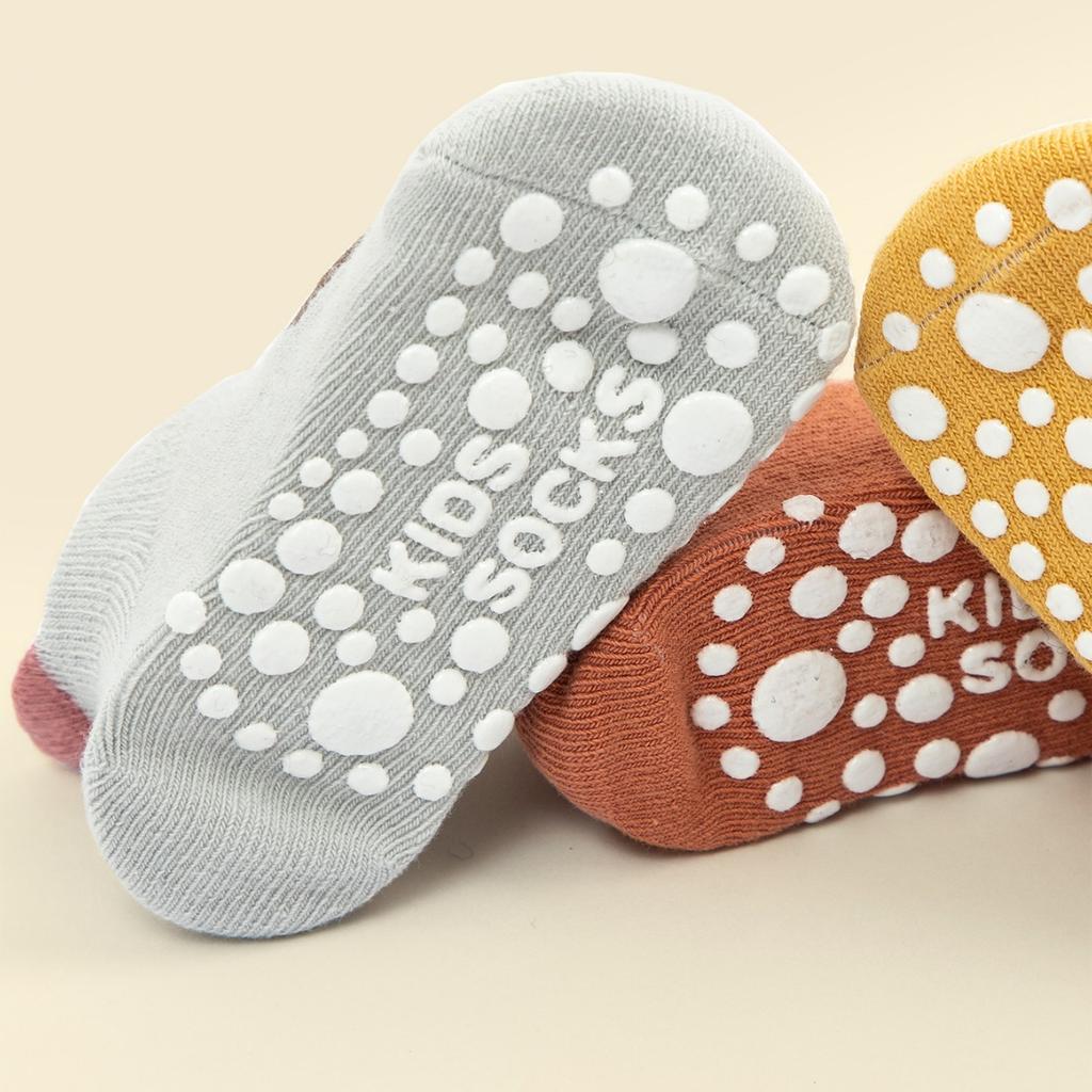 6 Pairs Cotton Baby  Boat Socks For Boys Girls Low Cut Floor Kids Toddler Sock With Rubber Grips