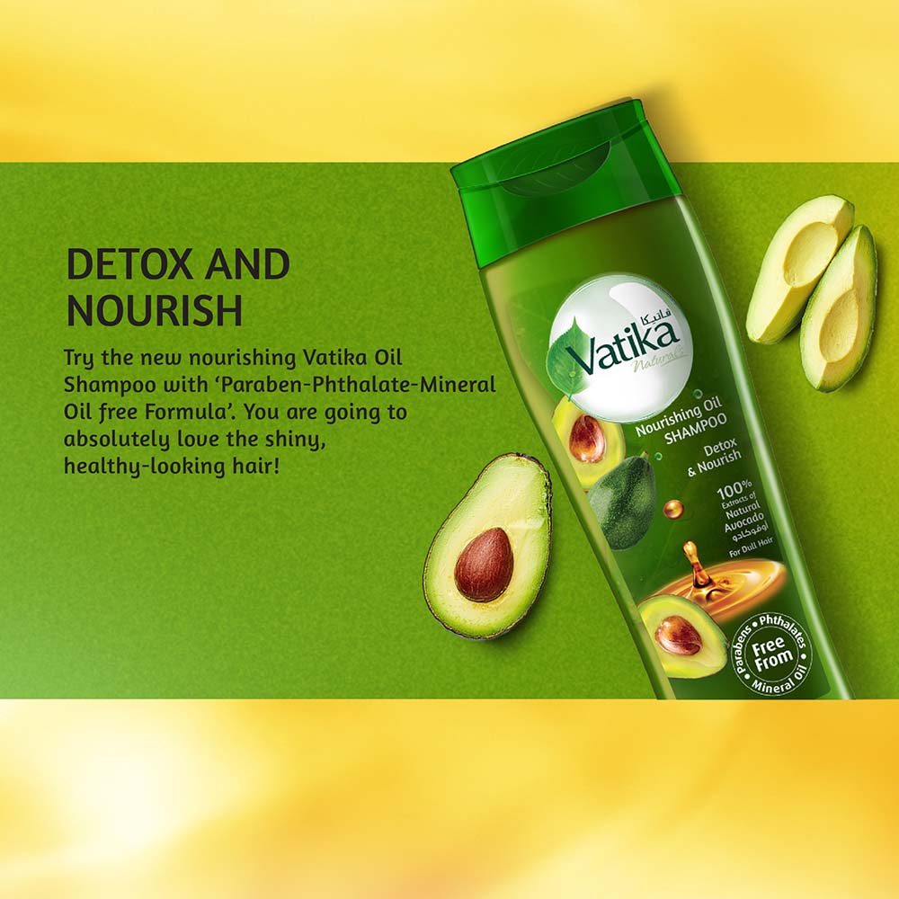 Shampoo For Dull Hair | Strengthen & Nourish | Vatika Naturals Avocado Nourishing 2-in-1 Oil Shampoo 425 Ml | Natural & Herbal Enriched with Avocado |