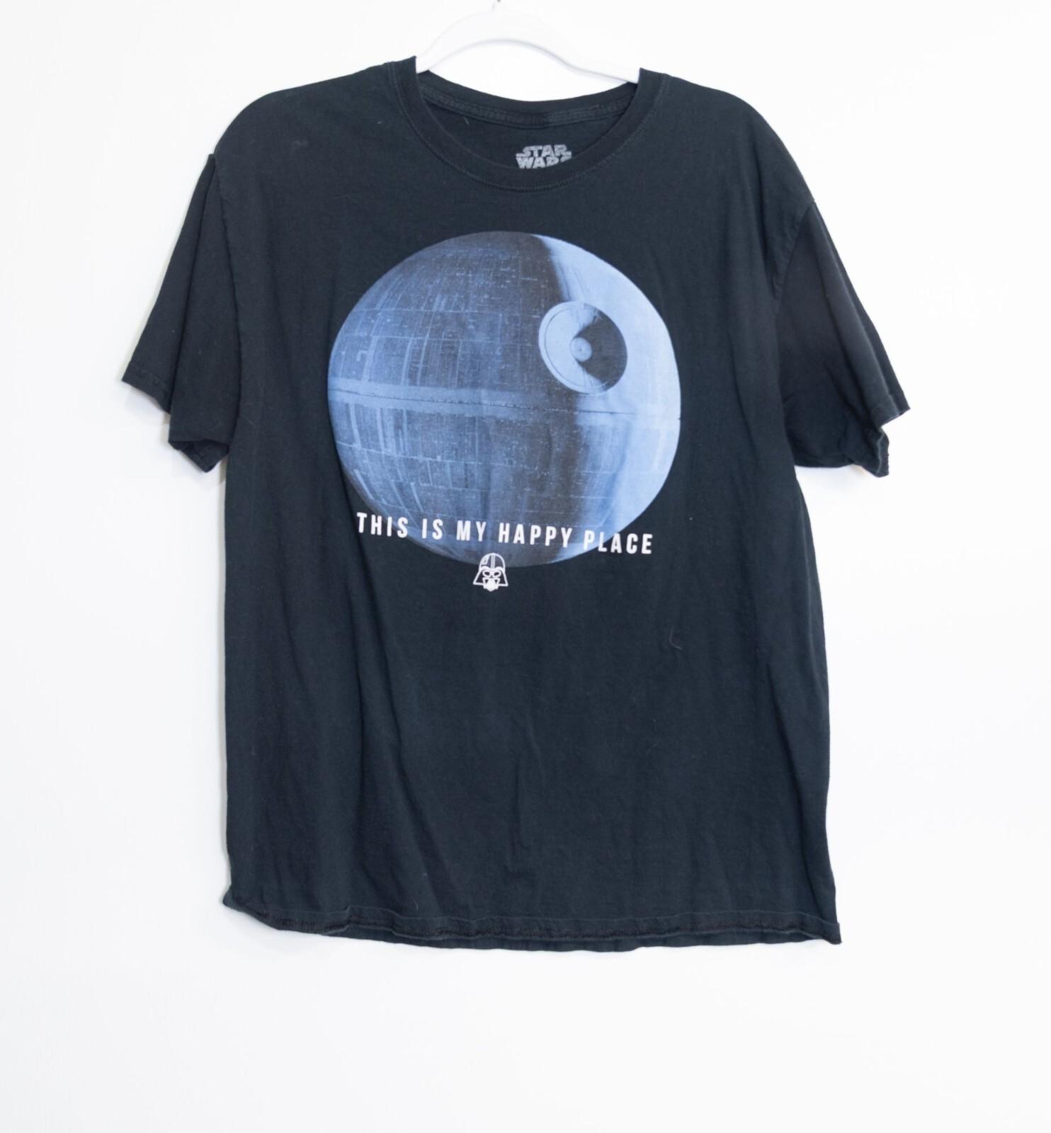 Star Wars Graphic Tee Black Death Star This Is My Happy Place Cotton Short Sle XXL