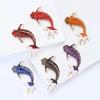 Enamel Carp Brooch for Women Unisex Animal Lapel Pins Party Friend Accessories Gifts