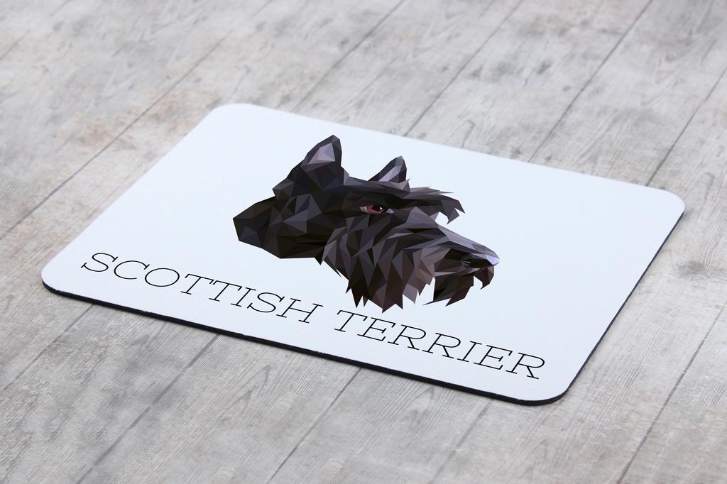Scottish terrier, Aberdeen Terrier, Scottie, Aberdeenie – Geometric mouse pad with a picture and text | Art-Dog