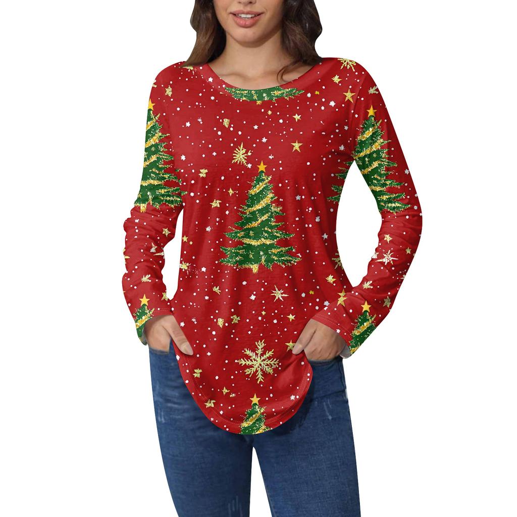 Tee Shirts For Women Fall Casual Long Sleeve Shirts Sweatshirt Vintage Graphic Printing Top Pullover Valentine's Day