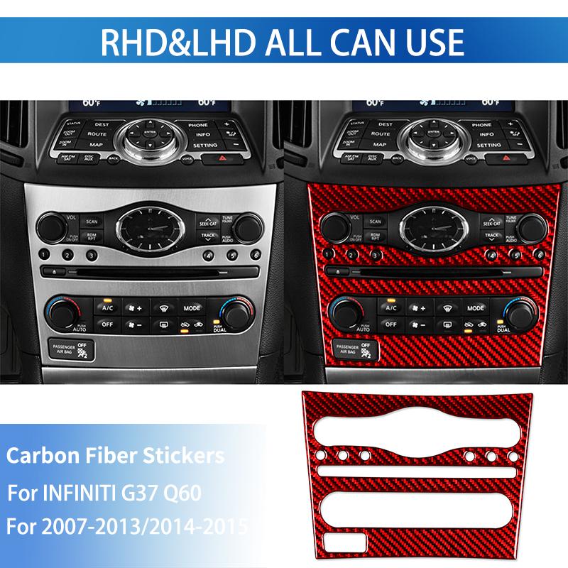 Real Carbon Fiber Central Control Panel Sticker Interior Accessories Styling Decoration For Infiniti G37 2007-2013 Q60