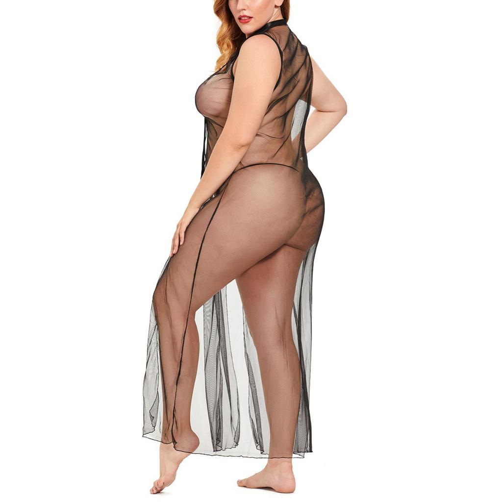 (SU)New Ladies Lace Plus Size Pajamas Sexy Lace See-Through  Nightdress