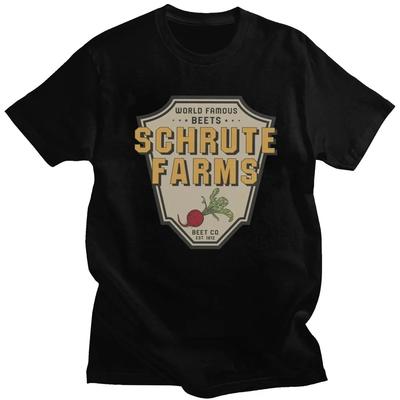 Fashion Male Dwight Schrute Farms T Shirt Short Sleeve Casual Tops Classic Vintage The Office TV Show USA Streetwear Vintage Tee