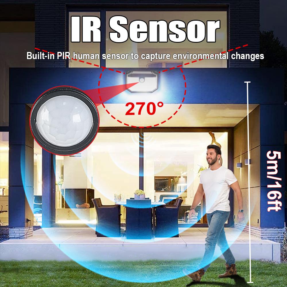 3-Sided Solar Powered Motion Sensor IP65 Waterproof Solar Light 3 Modes Wall Lamp 230 LED Solar Lights Outdoor for Outside Porch