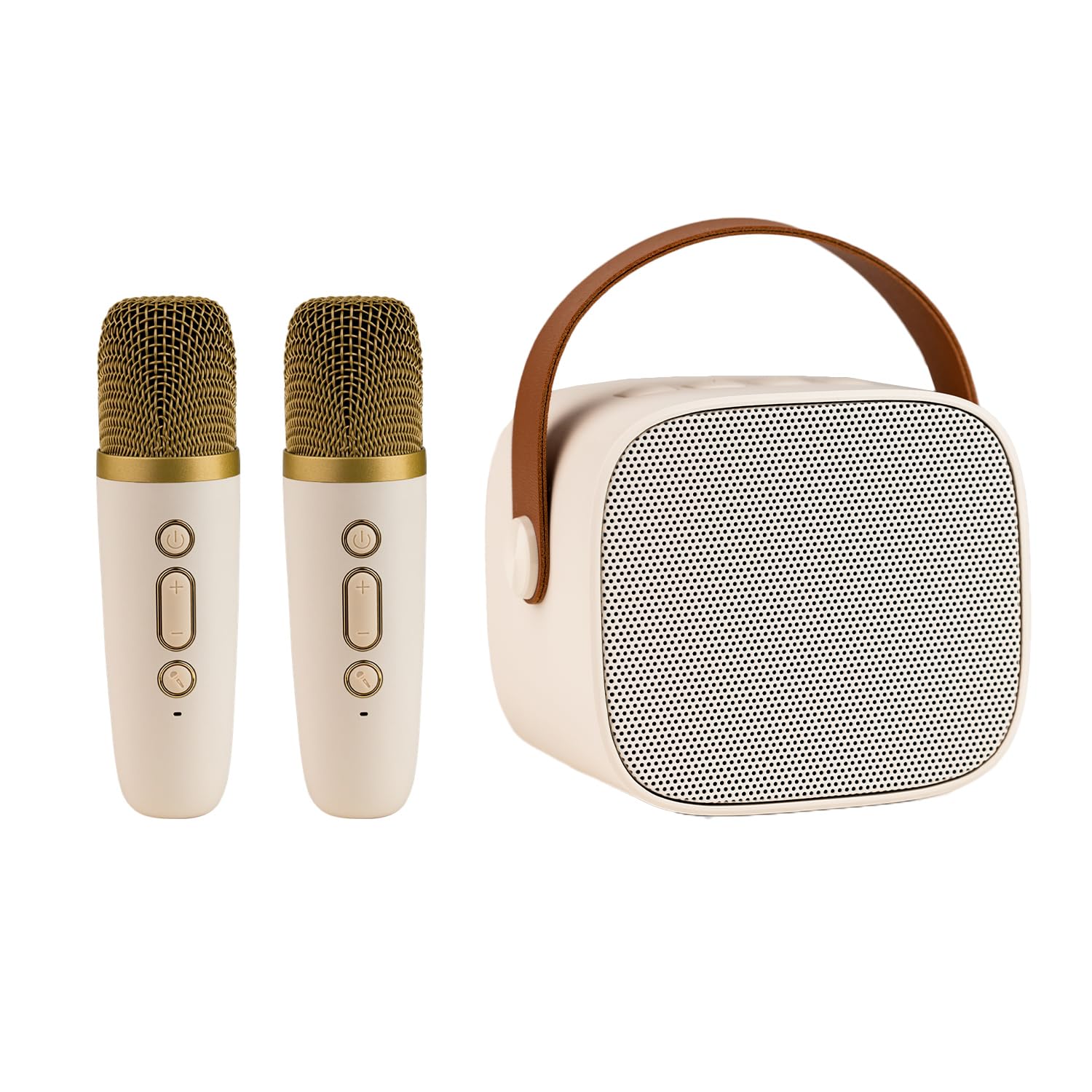 

Smaly 2024 New Mini Karaoke Set Beige with 2 Karaoke Microphones Home Karaoke Portable Voice Cut SM-KM200 бежевий