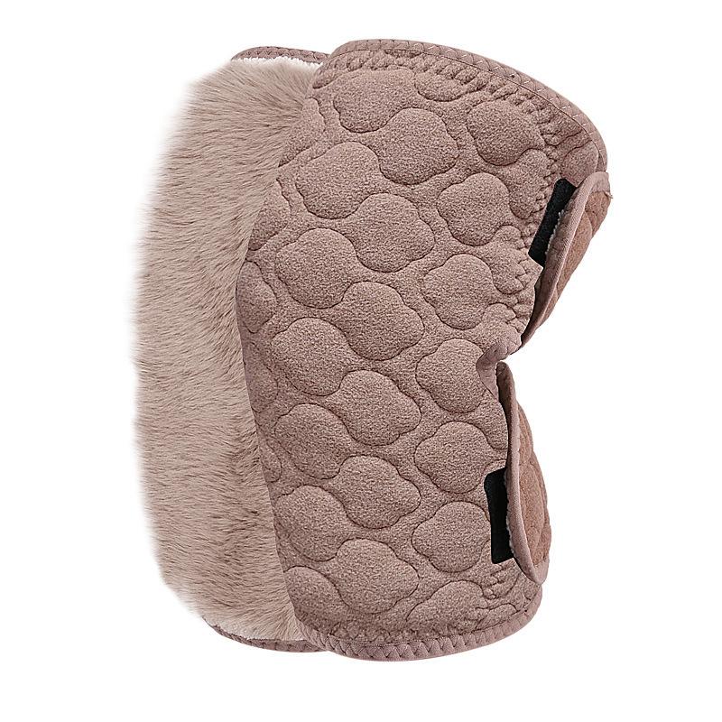 Unisex Triple-Layer Velcro Fleece Knee Pads for Autumn & Winter - Thick, Warm, Protective Gear.