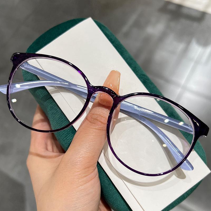 Literary And Artistic Plain Mirror Frame Transparent Ultra-Light Tr90 Anti-Blue Glasses Can Be Matched With Myopia And Versatile Female Tide