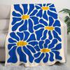 Large Retro Floral Flannel Blanket  Blue  Yellow Abstract  Soft Cozy Washable  SofaBeachCampingTravel  Contemporary