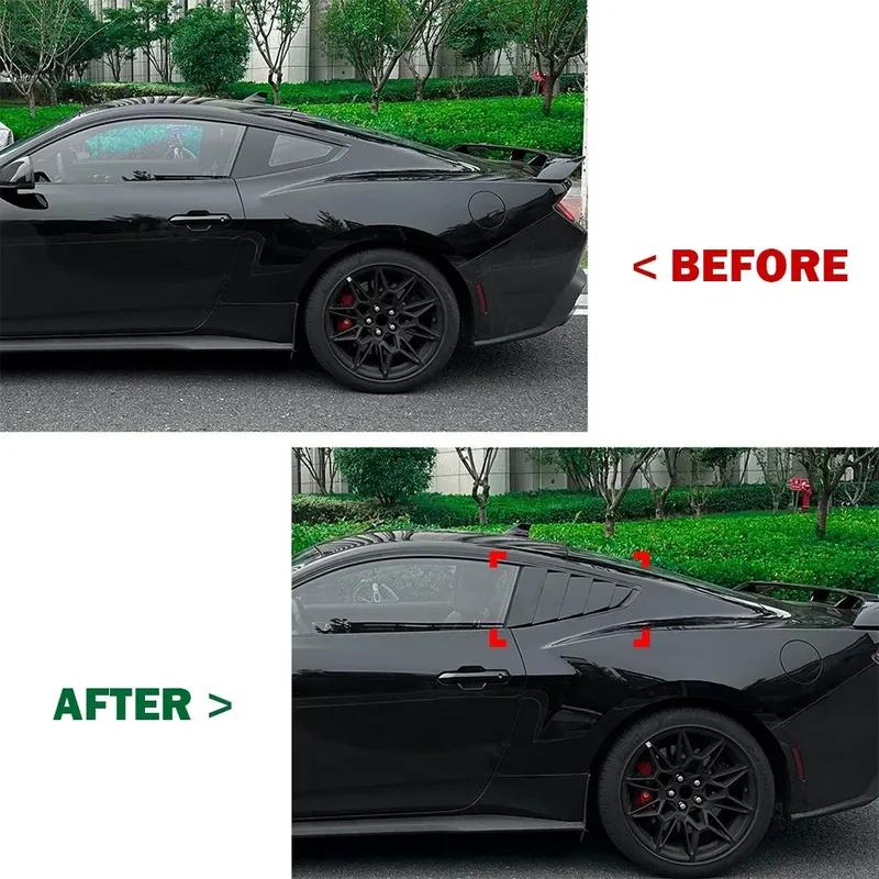 For Ford Mustang 2024 2025 ABS Plastic Rear Window Quarter Louver Cover Side Vent Trim Car Adhesive Accessories Parts