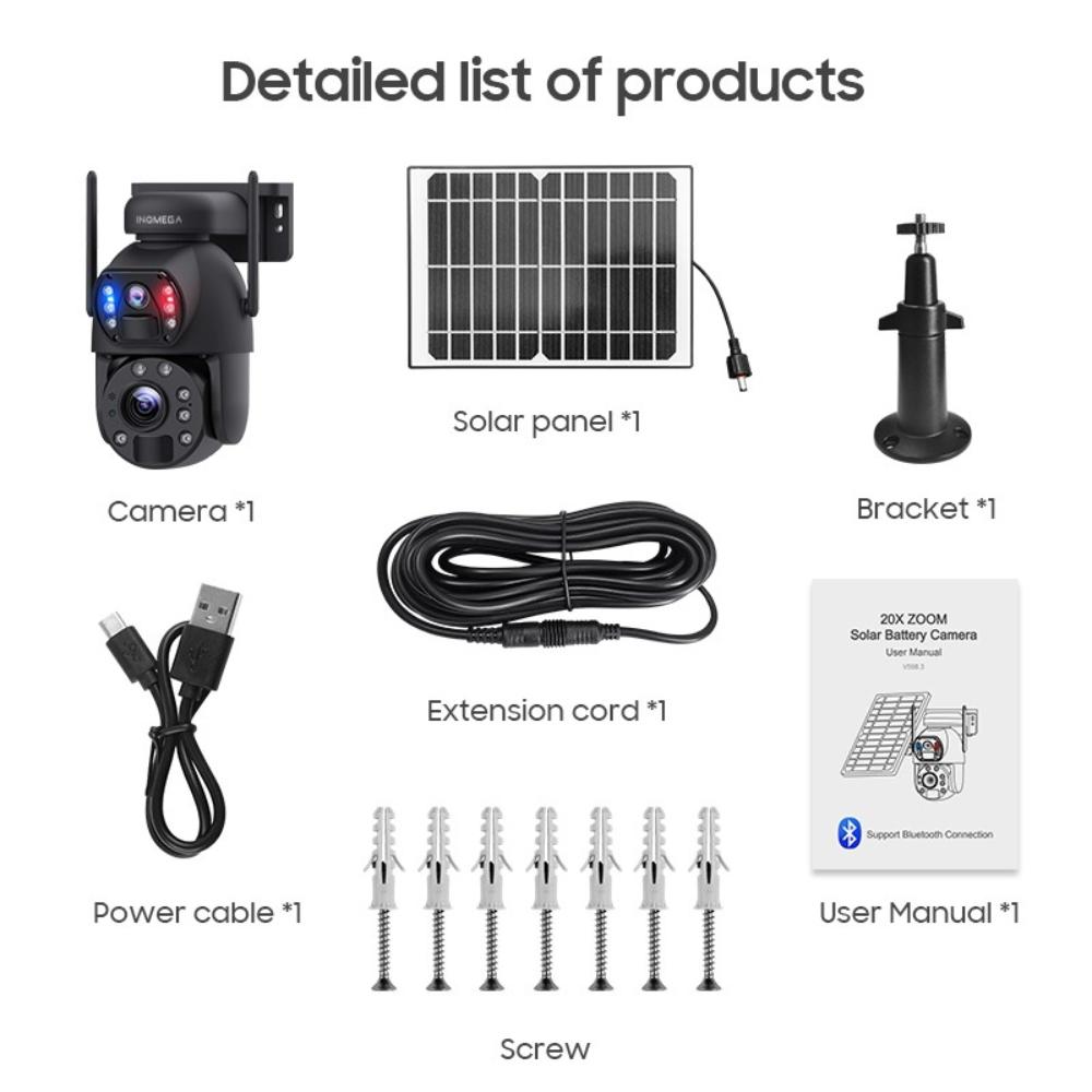 Solarkamera 10X/20X Zoom Dual 3MP Objektiv Aufnahme Humanoiden Tracking Überwachungskamera Wasserdichte Außenalarmverknüpfung CCTV