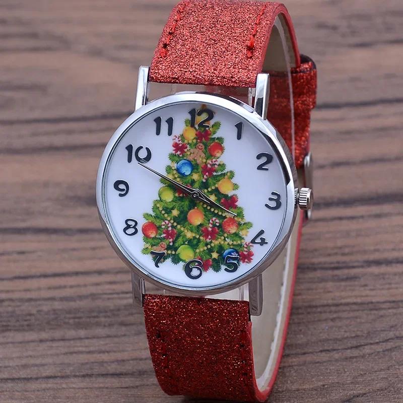 Christmas Tree Women's Watches Casual Quartz Wristwatches Bright Color Leather Strap Watches Cute Ladies Watch Gift Reloj Mujer