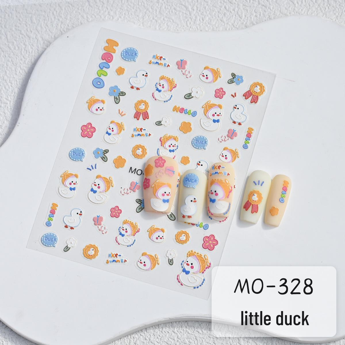 

Вперед, вперед, маленький желтый утенок, мультяшные тисненые наклейки для ногтей