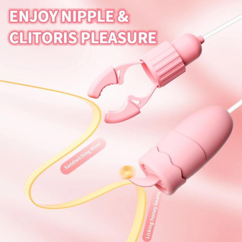 Jade Rabbit Nipple Clamp Vibrator Tongue Licking Suction Jumping Egg Female Adult Toy Erotic Masturbation Pleasure Women Toy