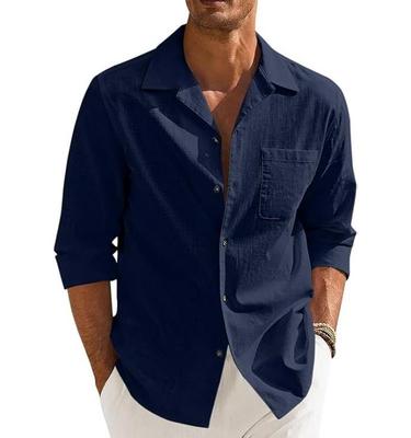 Men’s Casual Cotton Blend Long Sleeve Button Down with Spread Collar Shirt