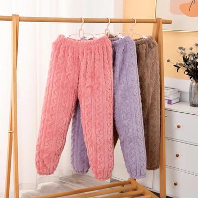 "Kuschelige Hanfmuster Korallenfleece Hose - Warme, Dicke, Elastische Flanell-Pyjamas für Herbst & Winter Outdoor-Bekleidung"