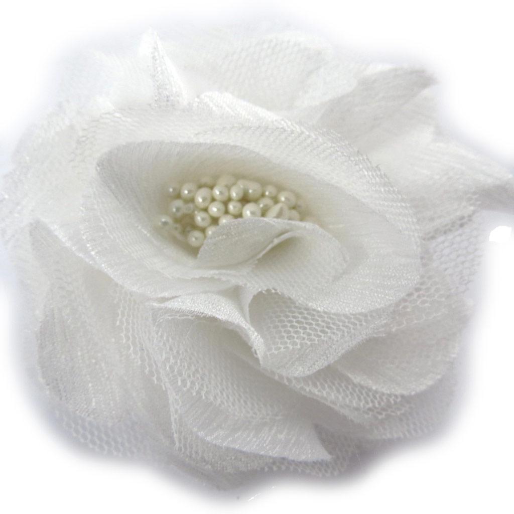 Les Trésors De Lily [K0945] - Broche Créateur 'Rose Féérique' blanc