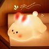 Cute Big Face Rabbit Silicone Night Light - Touch Sensor LED Lamp With Timer-Rechargeable Tap Control LED Lamp For Kids Bedroom