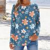 Women's T-shirt 3D printing small floral print fashion long-sleeved round neck regular top holiday weekend spring and autumn