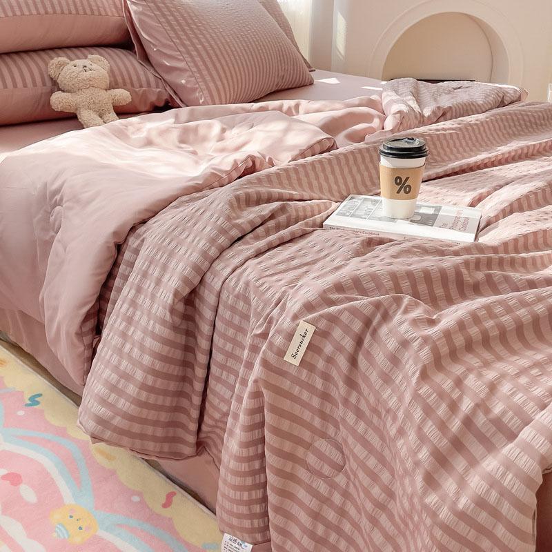 Washed Cotton Plaid Quilt, Air Condition Thin Comforter, Blanket Bedspread, Single, Double, Queen, King Bed Coverlet, Summer