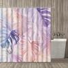 1pc Monstera Leaf Print Shower Curtain - Tropical Pink & Purple Polyester Bathroom Decor with 12 Hooks, Machine Washable
