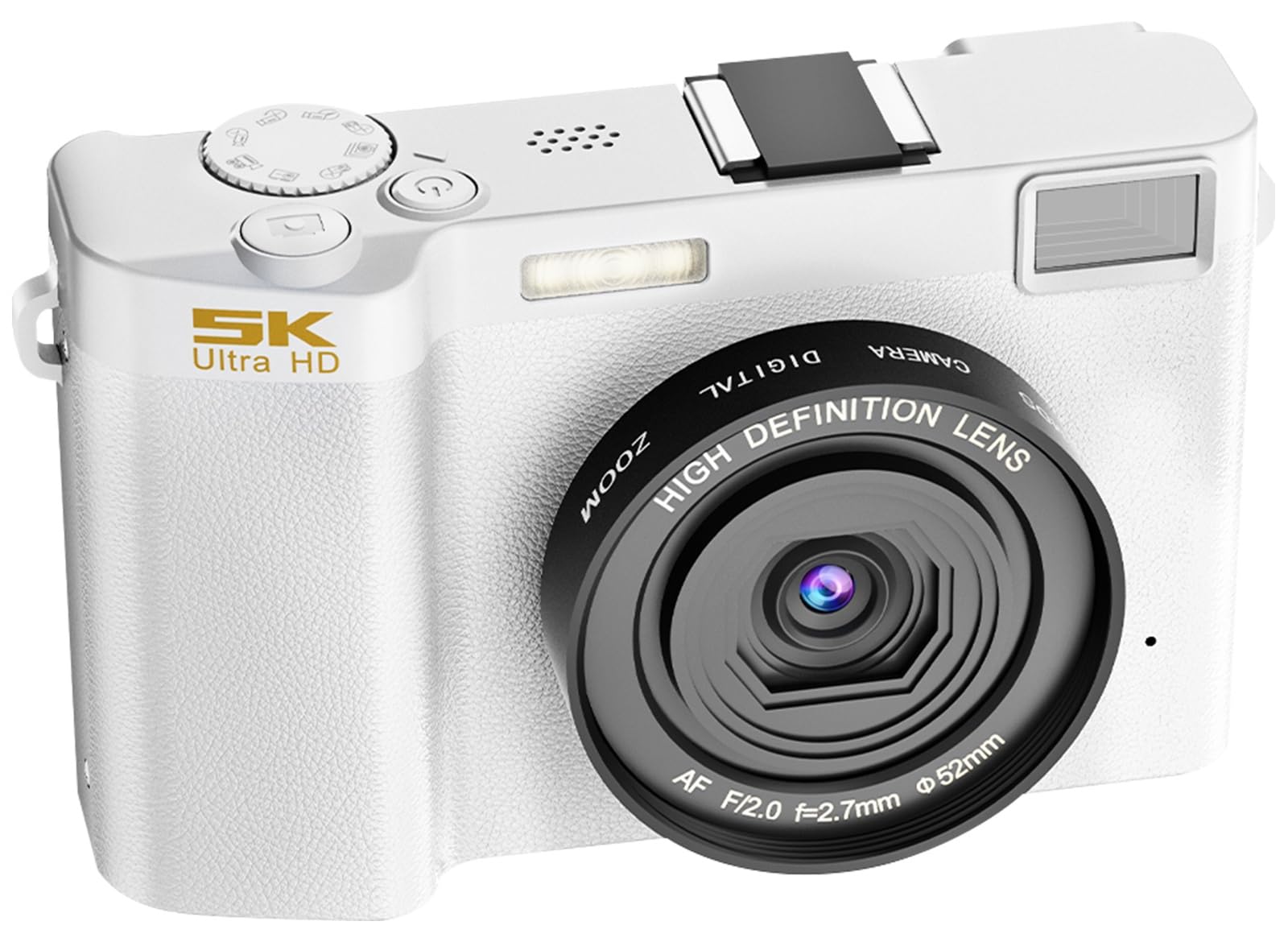 

Moledro 5K Digital Camera with 64MP Dual 64GB Micro SD 18x Digital Image Webcam for Large Two Portable and Lightweight Wi-Fi Transfer, Lens, Card, білий