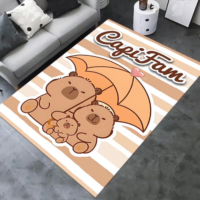 1pc Capibara Office Carpet Soft Polyester Entrance Carpet Washable Non Slip Machine Washable Indoor