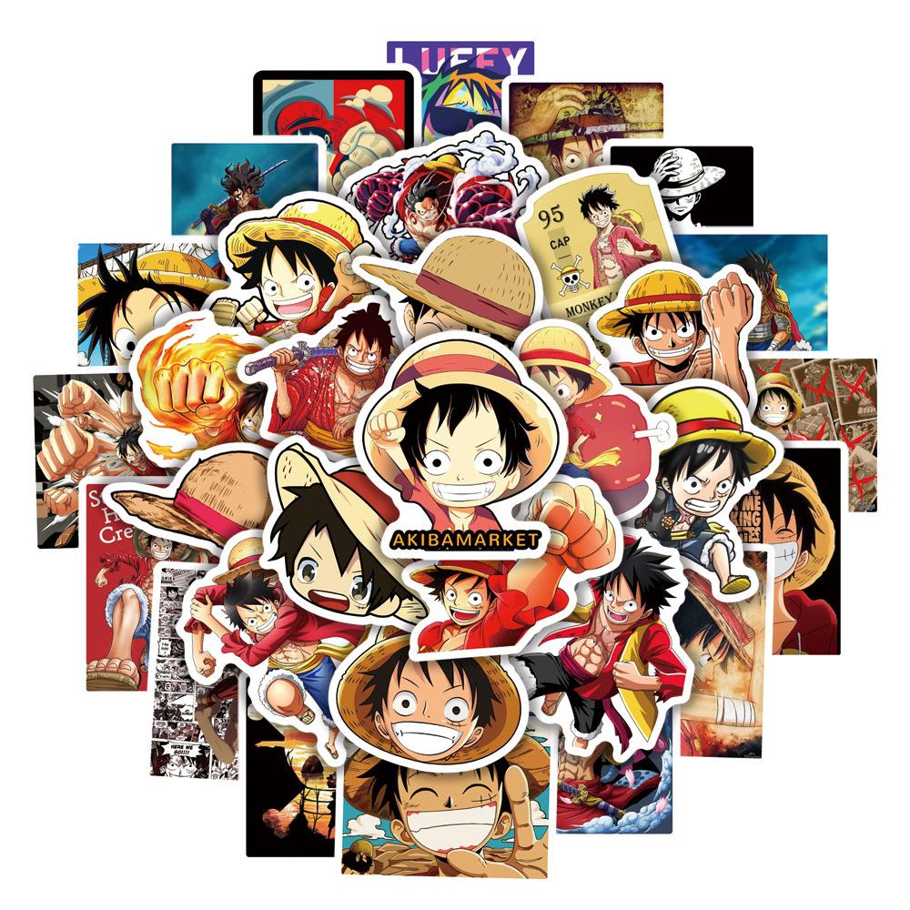 10/30/50pcs Cool ONE PIECE Luffy Stickers Anime Decals DIY Skateboard Phone Notebook Helmet Waterproof Cartoon Sticker Toy Gifts