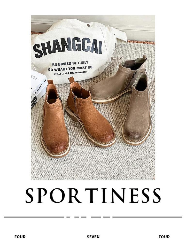 Men's Retro British Style High-Top Work Boots - Korean Inspired Trendy Martin Boots