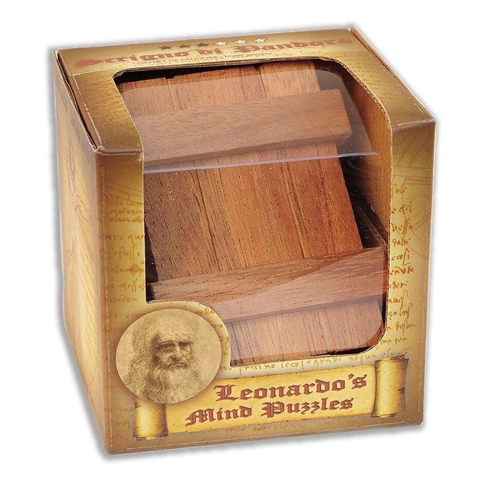 Coffret de pandore - leonardo da vinci - casse-tête en bois - difficulté 3/6 - 7,5x9x4,5 cm - cadeau idéal