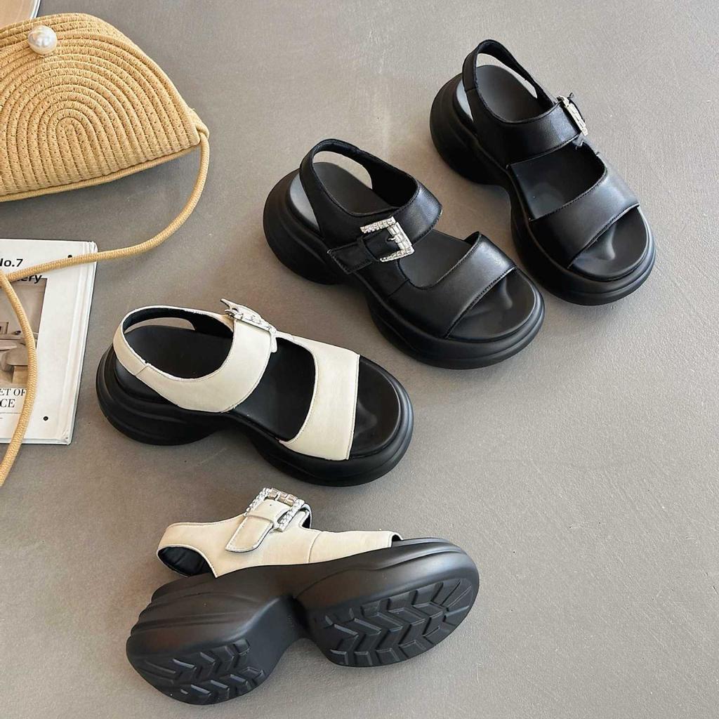 Thick-soled heightening small man with sandals women's 2025 summer new versatile casual open-toed high-heeled Roman shoes