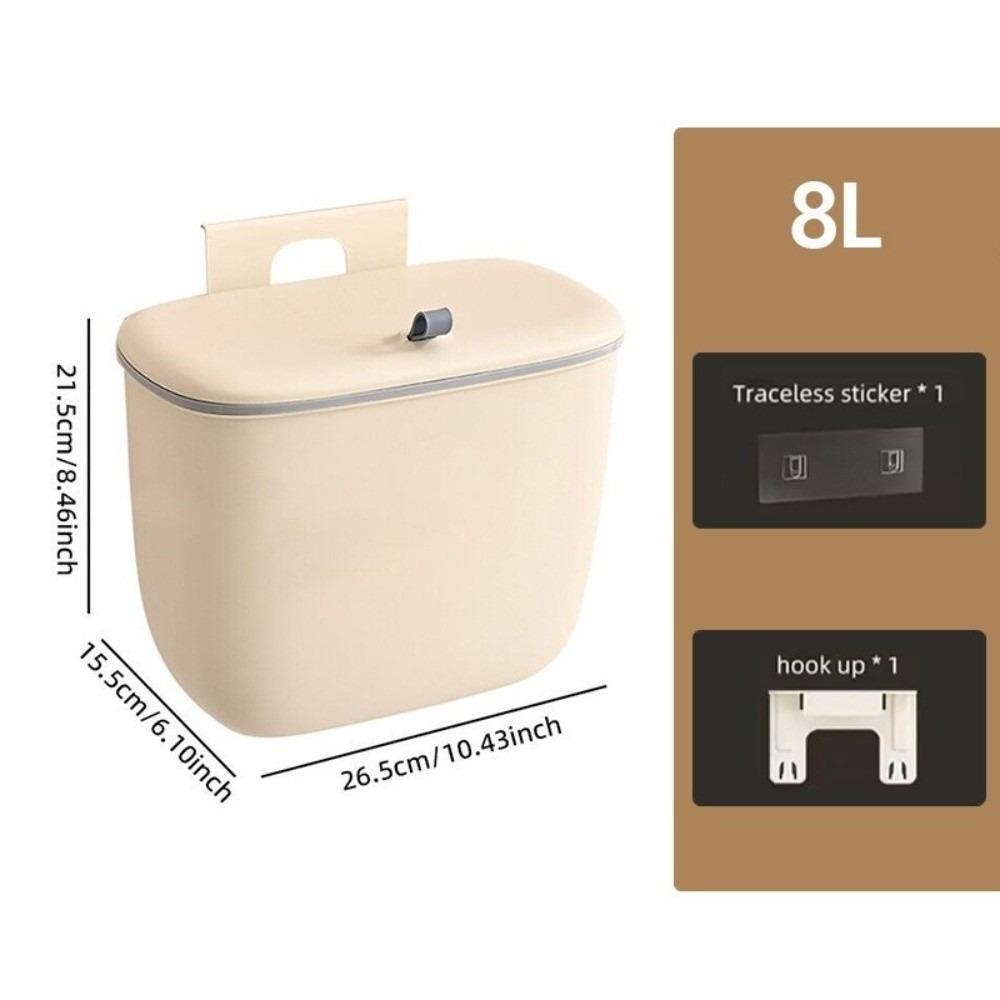 8/12L Waste Trash Can Wall-Mounted Food Waste Toilet Kitchen Garbage Can  Home Kitchen Bathroom Use 8L