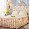 Princess Lace Bed Skirt Floral Embroidery Bed Skirt Non-slip Bed Cover Queen King Bedspread Bedding Mattress Cover Bedding Decor