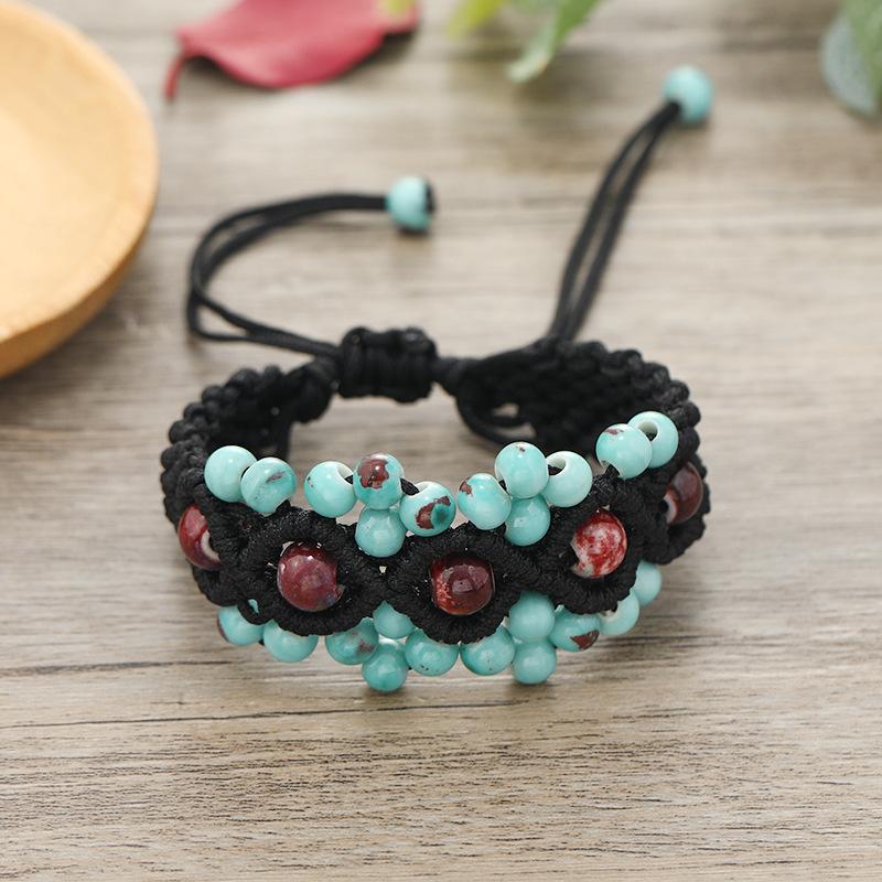 Hand-woven retro ceramic bracelet women's versatile simple temperament literary hand rope with jewelry