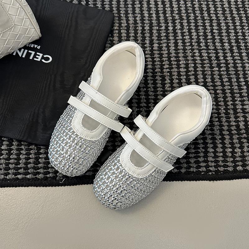 Faux leather mesh little white shoes women's 2025 spring new round head breathable board shoes platform casual sports moral training shoes
