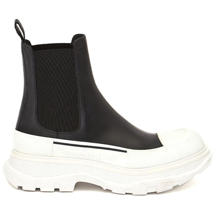 Alexander McQueen Chelsea Tread Ankle Boot Black White Women's 635714WHZ611071