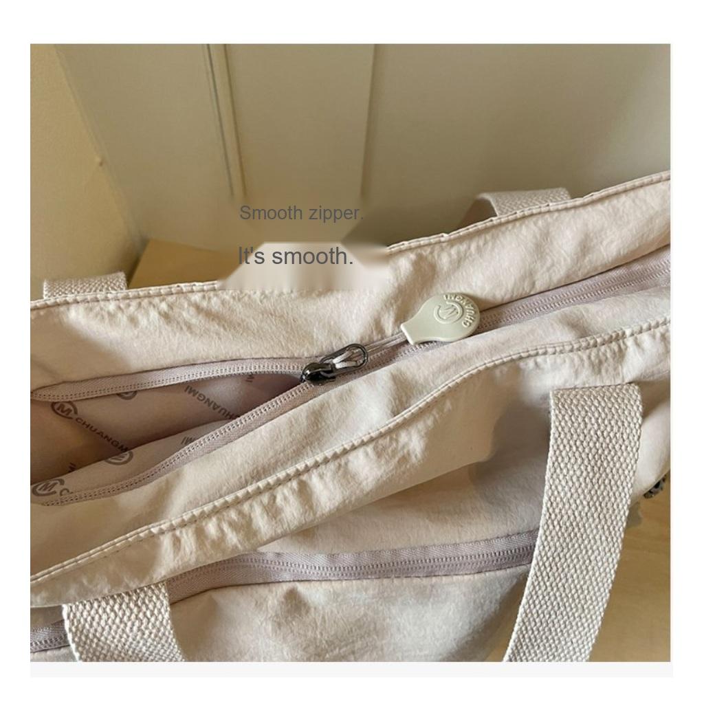 Shoulder Bag Women Canvas Multi Compartment Zipper Storage Daily