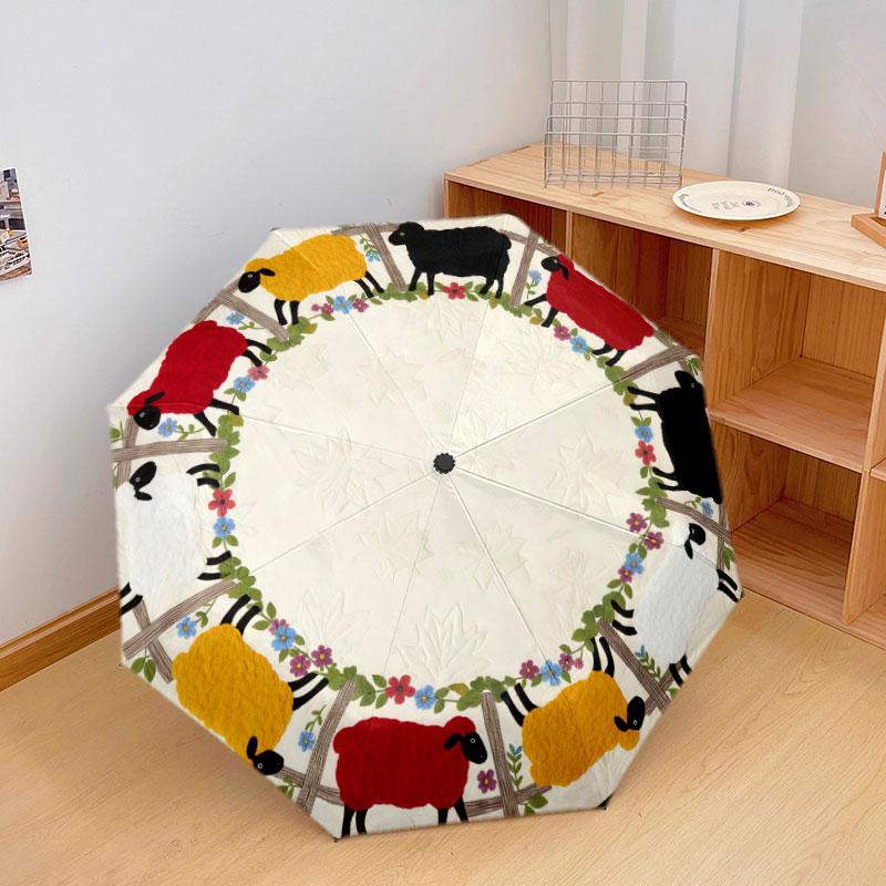 Farmanimals Pattern Pattern New Style Umbrella, 1 Piece Automatic Folding Umbrella, Portable Travel Umbrella, Outdoor Umbrella, Birthday Gift