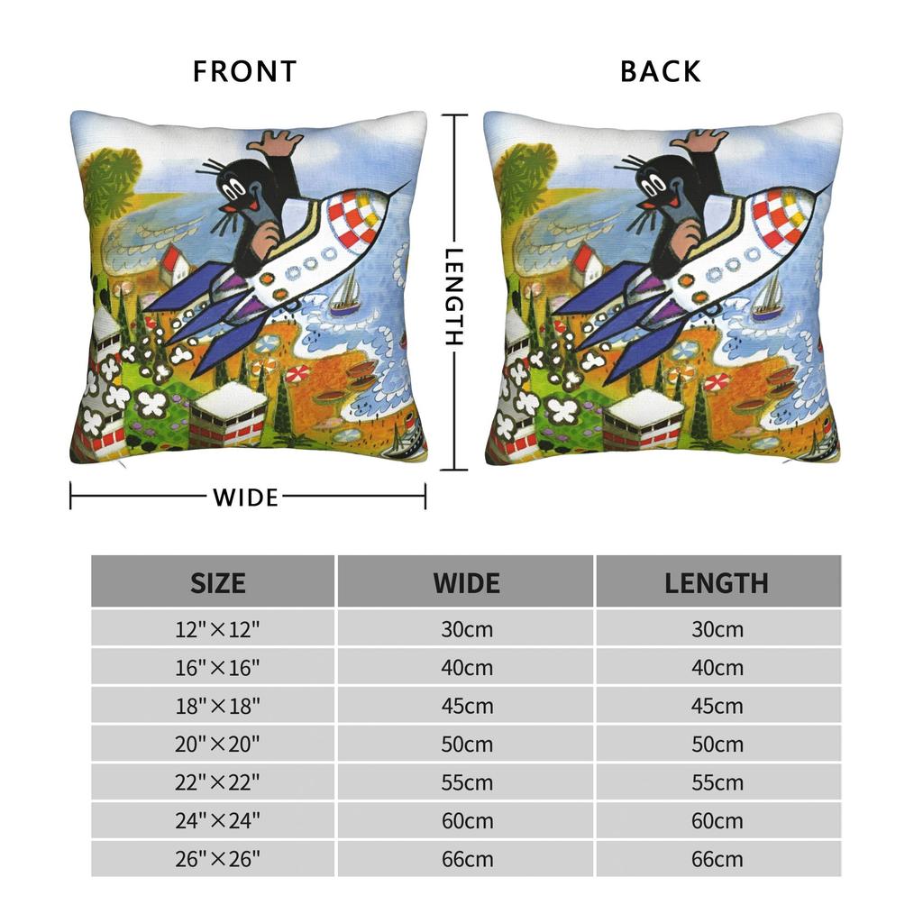 Soft The Little Mole Krtek Pillowcase Fabric Cushion Cover Gift Cartoon Floral Throw Pillow Case Cover Home Zipper
