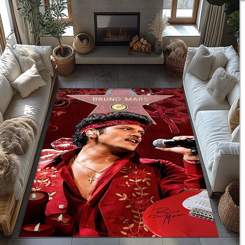 Soft Crystal Velvet Floor Rug,Bruno Mars Anti Slip Decorative Carpet, Plush Area Mat For Indoor Home Decoration