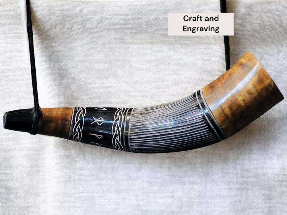 Medieval VIKING WAR HORN Battle Trumpet Hand Engraved Blow Horn 16 Inches Gift Natural Horn Bugle Hunting Tool Gift Decor