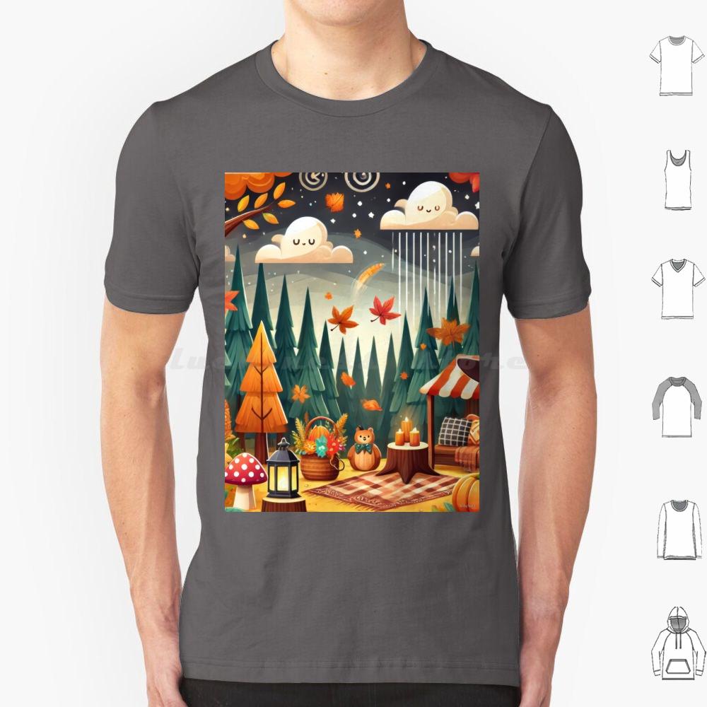 Enchanted Autumn Forest T Shirt Men Women Kids 6xl Autumn Fall Forest Enchanted Whimsical Seasonal Leaves Nature Cozy Cute